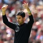 Arsenal manager Mikel Arteta reacts during a match
