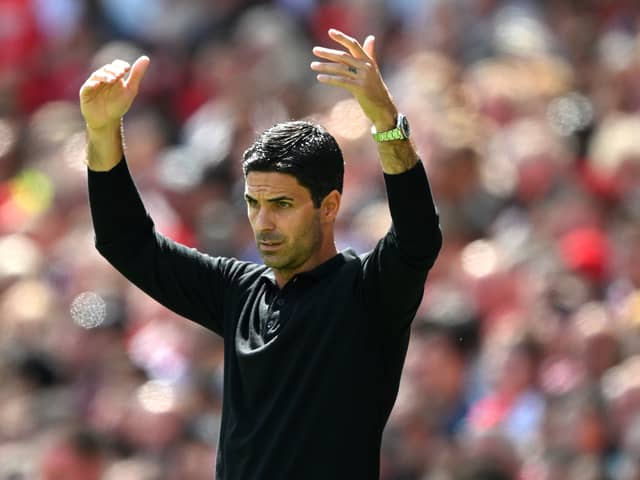 Arsenal manager Mikel Arteta reacts during a match