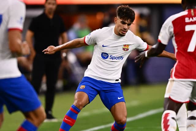 Abde Ezzalzouli in pre-season action during Barcelona’s defeat to Arsenal.