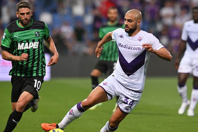 Sofyan Amrabat in action for Fiorentina.