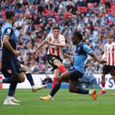 Former Sunderland striker Ross Stewart scoring in the 2022 League One play-off final. The Scotland international left the Black Cats to sign for Southampton on transfer Deadline Day.