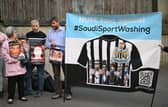 Supporters group NUFC Fans Against Sportswashing protest outside St. James’ Park ahead of an international friendly between Saudi Arabia and Costa Rica. The protest, and subsequent backlash from some Toon fans, has led to yet more conversation about the club’s current Middle Eastern owners.