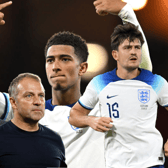 A composite image of Luis Rubiales, Hansi Flick, Jude Bellingham, and Harry Maguire. All four appear in this week’s edition of The Rebound, with a particular focus on the international break.