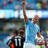 Manchester City striker Erling Haaland. The Norwegian star has already established himself in Whoscored’s Premier League team of the season so far, alongside several of his teammates, as well as players from Spurs, Crystal Palace, Brighton, and Wolves