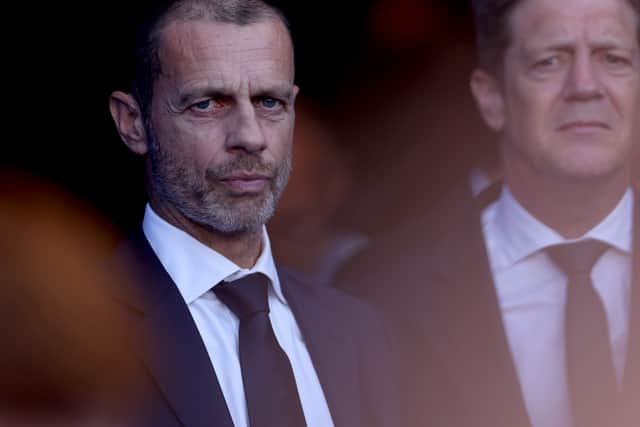 UEFA President Aleksander Čeferin looks on during the Women’s Champions League final.