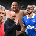 A composite image of Lisandro Martinez, a Newcastle United fan, Erik ten Hag, and Dominic Calvert-Lewin