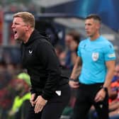 Eddie Howe, Manager of Newcastle United, reacts during the UEFA Champions League Group F match between AC Milan and Newcastle United