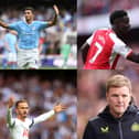 A composite image of Rodri, Bukayo Saka, James Maddison, Eddie Howe. Manchester City, Arsenal, Tottenham, and Newcastle United all feature in this week’s edition of The Rebound