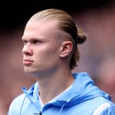 Manchester City striker Erling Haaland. The Norwegian forward has been on fire this season, but will he break his own impressive goal-scoring record from last season?