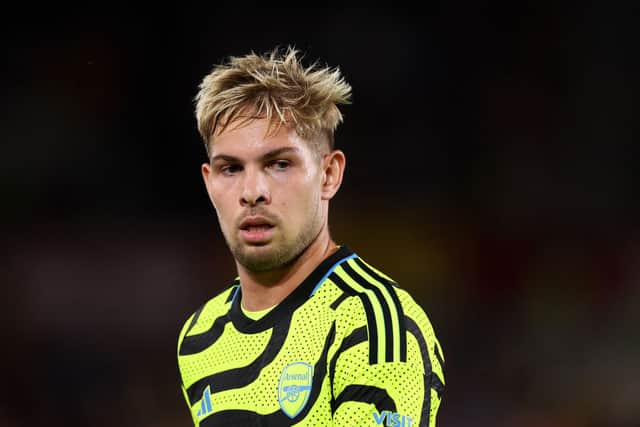 Arsenal attacking midfielder Emile Smith Rowe is reportedly a target for Newcastle United. (Photo by Alex Pantling/Getty Images)