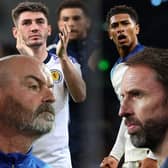 A composite image of Steve Clarke, Billy Gilmour, Jude Bellingham, and Gareth Southgate. All four feature in this week’s edition of The Rebound, focusing on the current international break.