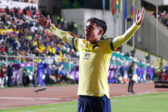 Kendry Páez celebrates becoming Ecuador’s youngest goalscorer in La Paz