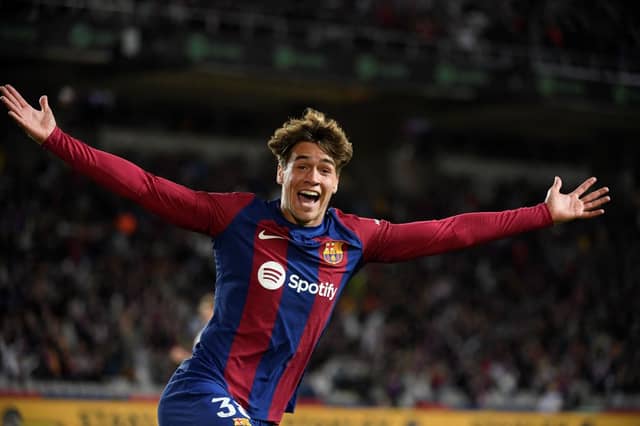 Barcelona forward Marc Guiu. The teenager scored on his debut for the Catalan giants on Sunday evening, sealing a 1-0 win over Athletic Bilbao