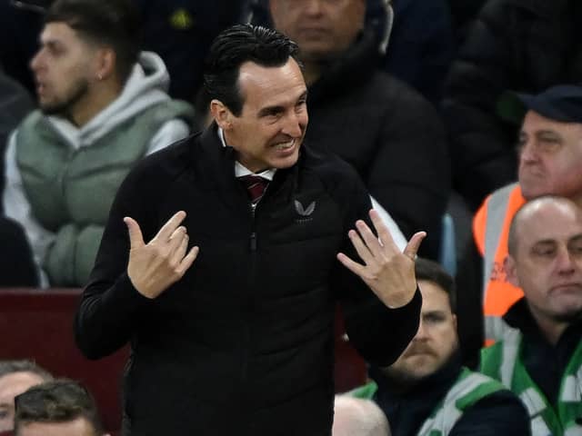Aston Villa manager Unai Emery. The Villans host Luton Town in the Premier League on Sunday afternoon