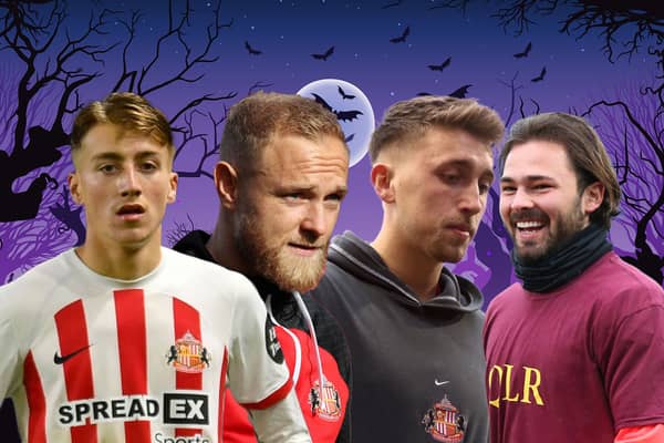 A composite image of Jack Clarke, Alex Pritchard, Dan Neil, and Bradley Dack. All four took part in Sunderland’s annual Psychopath house of horrors YouTube video this year.