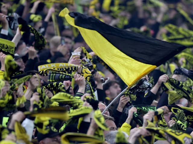 Borussia Dortmund fans. Supporters of the German club carried out a protest against UEFA during their Champions League win over Newcastle United on Tuesday night. 