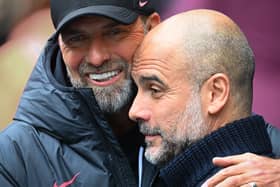 Jurgen Klopp and Pep Guardiola. Liverpool will play Manchester City in the Premier League's Saturday lunchtime kick-off this weekend.
