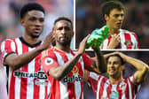 A composite image of former Sunderland players Amad Diallo, Jermain Defoe, Jonny Evans, and Lorik Cana.
