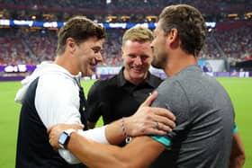 Chelsea manager Mauricio Pochettino and Newcastle United manager Eddie Howe. Both clubs have been linked with Bayer Leverkusen defender Jonathan Tah recently.