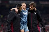 Aston Villa defender Lucas Digne. The French defender is one of several injury concerns the Villans have ahead of their FA Cup clash with Chelsea this weekend. 