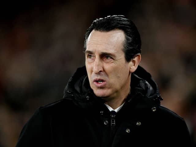 Aston Villa manager Unai Emery. The Villans face Fulham in the Premier League on Saturday afternoon. 