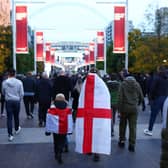 England supporters approach Wembley