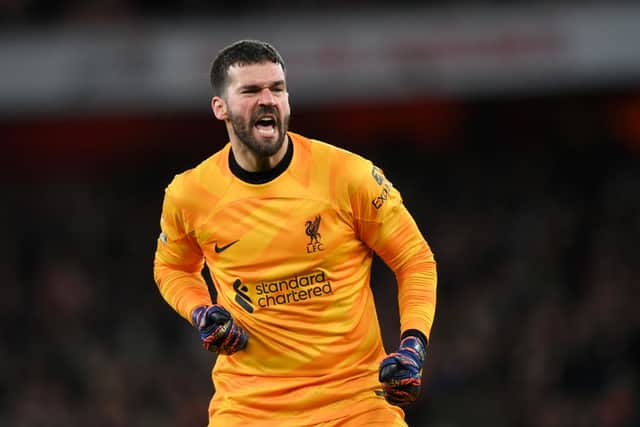 Liverpool goalkeeper Alisson Becker. 