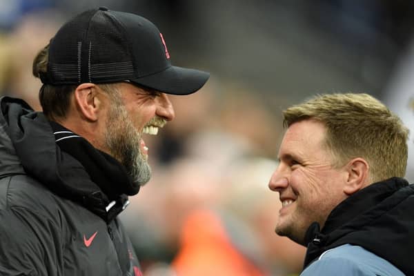 Liverpool manager Jurgen Klopp and Newcastle United manager Eddie Howe. 