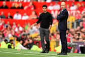 Mikel Arteta, Manager of Arsenal and Erik ten Hag, Manager of Manchester United