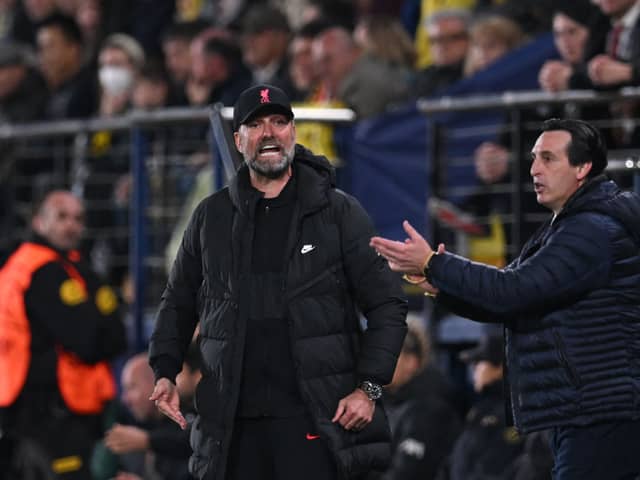 Liverpool manager Jurgen Klopp and Aston Villa manager Unai Emery