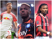 A collage of Dani Olmo, Victor Osimhen, and Kephren Thuram