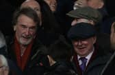 Sir Jim Ratcliffe of INEOS talks to Sir Alex Ferguson in the directors box ahead of the Premier League match between Manchester United and Tottenham Hotspur at Old Trafford