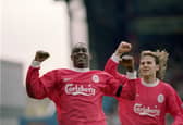 Emile Heskey and Patrik Berger of Liverpool
