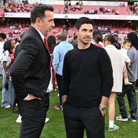 Arsenal Sporting Director Edu and (R) manager Mikel Arteta 