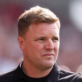 BRENTFORD, ENGLAND - MAY 19: Eddie Howe, Manager of Newcastle United, looks on prior to the Premier League match between Brentford FC and Newcastle United at Brentford Community Stadium on May 19, 2024 in Brentford, England. (Photo by Richard Heathcote/Getty Images)