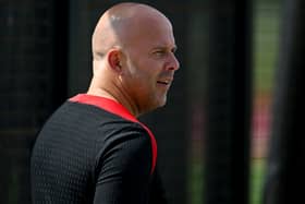 Arne Slot head coach of Liverpool during a pre-season friendly match between Liverpool and Preston North End at AXA Training Centre on July 19, 2024 in Kirkby, England. (Photo by Andrew Powell/Liverpool FC via Getty Images)