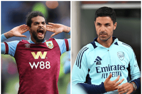 Stade Rennais defender Lorenz Assignon and Arsenal manager Mikel Arteta