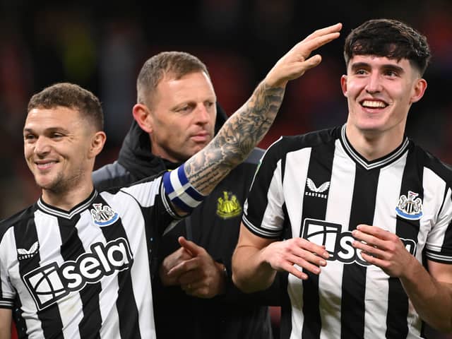 Kieran Trippier (left) and Newcastle United teammate Tino Livramento