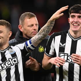 Kieran Trippier (left) and Newcastle United teammate Tino Livramento