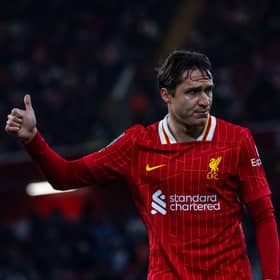 Federico Chiesa of Liverpool during the Carabao Cup Third Round match between Liverpool and West Ham United at Anfield on September 25, 2024 in Liverpool, England. (Photo by Nikki Dyer - LFC/Liverpool FC via Getty Images)