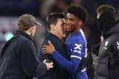 Josh Acheampong with former Chelsea manager Mauricio Pochettino. (Photo by Ryan Pierse/Getty Images)