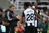 Newcastle United head coach Eddie Howe and Joe Willock