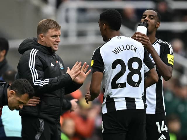 Newcastle United head coach Eddie Howe and Joe Willock