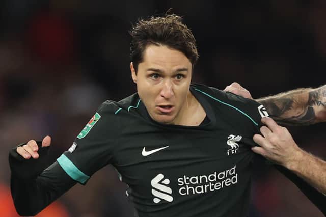 Federico Chiesa in action for Liverpool. (Photo by Michael Steele/Getty Images)