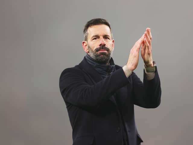  Ruud van Nistelrooy, Manager of Leicester City, shows appreciation to the fans following a loss in the Premier League match between Liverpool FC and Leicester City FC at Anfield on December 26, 2024 in Liverpool, England. (Photo by Jan Kruger/Getty Images)