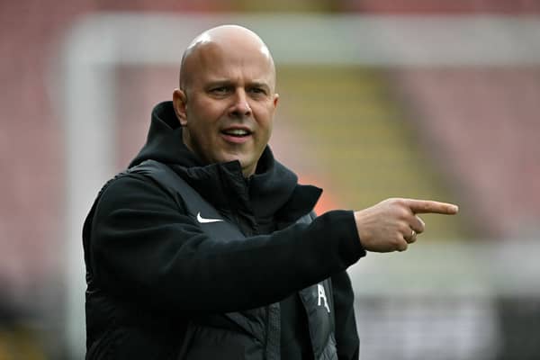 Liverpool manager Arne Slot gestures during his side's win over Bournemouth