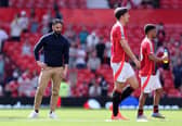 Ruben Amorim, Manager of Manchester United, looks dejected following the team's defeat during the Premier League match between Manchester United FC and West Ham United FC at Old Trafford on May 11, 2025 in Manchester, England.