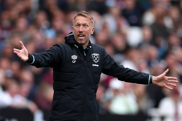 Graham Potter signals to West Ham players at home against Tottenham | Getty Images