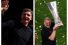 Tottenham Hotspur boss Ange Postecoglou and Crystal Palace manager Oliver Glasner celebrate | Getty/NationalWorld