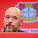 The new head coach of German Bundesliga team Bayer Leverkusen, Erik ten Hag delivers a press conference in Leverkusen, western Germany, on May 26, 2025. Hag will take over as head coach of German Bundesliga team Bayer Leverkusen, with a contract running until June 30, 2027, the club announced on May 26, 2025. (Photo by INA FASSBENDER / AFP) (Photo by INA FASSBENDER/AFP via Getty Images)    
